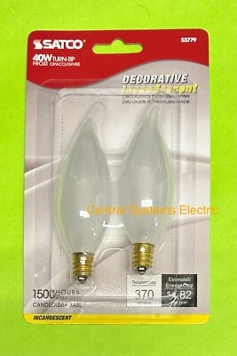 2-Pack 40 Frost Night Light Bulb Candle Base Turn Tip Shape - Image 1 of 2