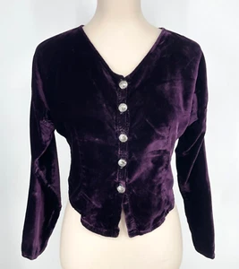Navajo Velvet by Sherry Loi Women's M Velvet purple Button cardigan top crop - Picture 1 of 12