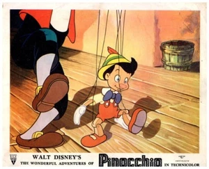 Pinocchio Original Lobby Card Disney Animation Geppetto holding Puppet Strings - Picture 1 of 1