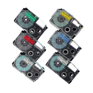 Compatible Casio EZ Label XR-9WE XR-12WE White Clear Red Blue Yellow Green Tape - Picture 1 of 13