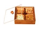 Wooden Dry Fruit Box Candy Bowl with Acrylic Lid & Removable Dividers