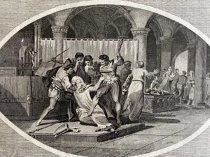 ERZBISCHOF BECKET ERMORDETER CANTERBURY KATHEDRALE STICH 1792 - Bild 1 von 2
