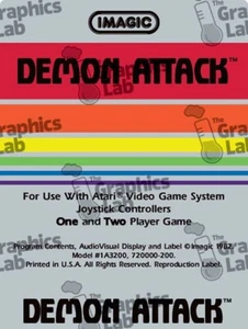 Replacement 2600 Foil Game Label - IMAGIC Demon Attack (Text) - Picture 1 of 1