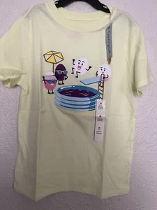 NWT Cat & Jack Yellow T-shirt, Easter Eggs Jumping in Pool of Dye, Kids M (8) - Picture 1 of 1