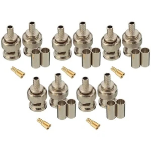10 Sets BNC Plug 3PCS RG58 Crimp Connectors 50 Ohm High Quality Metal Sturdy - Picture 1 of 24