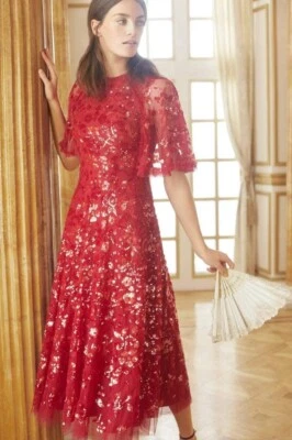 Needle & Thread UK18 US14 deep red ballerina dress SEQUIN cape size 18 BNWT  - Image 1 of 4