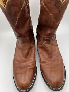 Justin 3163 Men's Classic Roper Boot Chestnut Marbled Deerlite Cowhide 10 1/2D - Picture 1 of 7