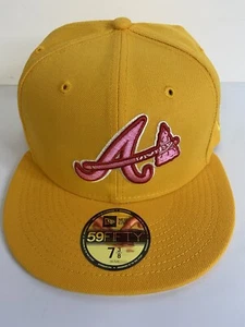 Hat Club Size 7 3/8 Pink Lemonade Collection Atlanta Braves with Pin New Era Cap - Picture 1 of 7