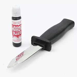 2pc Bleeding Knife Plastic HALLOWEEN FAKE KNIFE BLOOD HORRIBLE SCARY TRICKY PROP - Picture 1 of 5