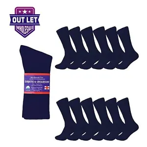 6-12 Pairs Health Circulatory Cotton Crew Diabetic Socks Size 9-11, 10-13, 13-15 - Picture 1 of 14
