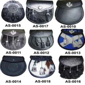 Schottischer Kilt Leder Sporran Multi Design mit kostenloser Ledergürtelkette - Bild 1 von 33