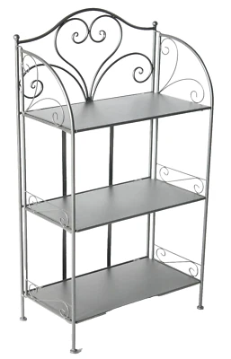 SCAFFALE METALLO 3 RIPIANI SALOTTO CUCINA BAGNO INGRESSO PIANTE NERO h102*50*27 - Immagine 1 di 4