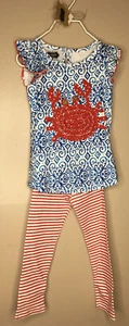 Mud Pie Girls Crab Tunic and Leggings set 2pc size 24mth/2T - Picture 1 of 4