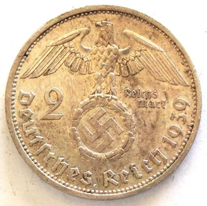1939 'A' Germany - World War II Era - 2 Mark Silver Coin - Picture 1 of 2