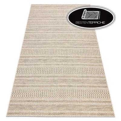 Modern Sisal Carpet Boho Stripes Beige 46209651 Flat Woven Art Simple Clean - Image 1 of 4