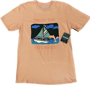 Pink Dolphin Trust The Journey Retro Short Sleeve T-shirt Mens Peach