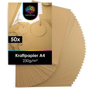 OfficeTree 50x Kraftpapier A4 - 230g - Kartonpapier A4 - Braunes Papier A4 - Bild 1 von 7