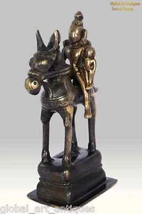 18C Antique Indian Hindu Khandoba Horse Rider Warrior Decor culpture. G7-896 - Picture 1 of 12