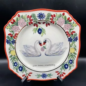 Anthropologie Lou Rota 12 Days of Christmas 7 Swans A-Swimming 9” Plate New - Picture 1 of 11