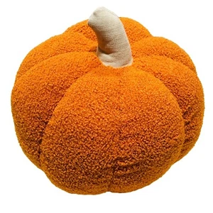 Brentwood Originals Halloween Faux Fur Orange Pumpkin Shaped 16in Throw Pillow - Picture 1 of 2