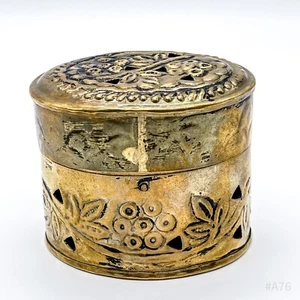 Vintage en Laiton Raumduftdose Pot-Pourri Récipient Boîte Odorante - 7,5x6cm - Picture 1 of 12