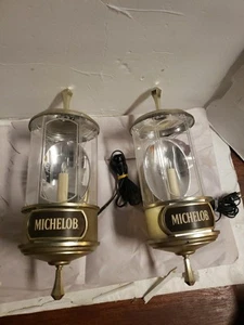 2 Vintage Michelob Wall Lights Sconce Bar Lights Candle Plug In Beer Advertising - Picture 1 of 21