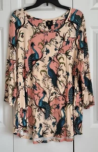 JM COLLECTION WOMEN'S TOPS APRICOT CLOUD 3/4 SLEEVE TUNIC PLUS SIZE 1X,2X,3X - Picture 1 of 6