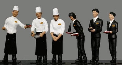 Japanese Twilight Express Dining Car Staff (6) figure set N gauge Kato 24-283 - Image 1 of 2