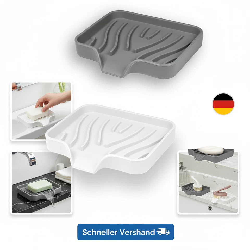 2 Stück Silikon Seifenschale Mit Ablauf, Seifenschale Dusche, Seifenhalter Bade - Bild 1 von 1