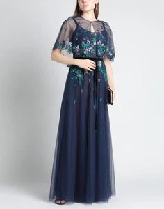 RRP€1242 MARCHESA NOTTE Tulle Maxi Dress US6 UK10 IT42 M Cape Embroidered Floral - Picture 1 of 6