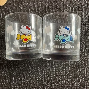 2003 Retro Rare Hello Kitty Airplane Design Pair Glasses with Tin Case - Sanrio - Picture 1 of 9