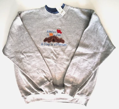 Mujer Gris Sudadera Perro Persona Talla Grande Manga Larga Bordado Nueva Etiqueta Kohls Foto 1 de 4