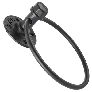 Anillo colgante de toallas de hierro forjado anillos de baño soporte retro industrial - Imagen 1 de 12