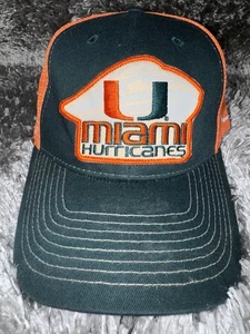 University of Miami Hat Cap Snapback Orange Green Logo Hurricanes Mesh Trucker - Picture 1 of 11