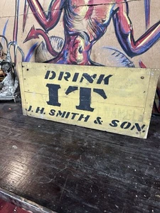 1920s Drink It J.H. Smith Ohio Wood Sign Country folk art trade advertising Cola - Picture 1 of 7