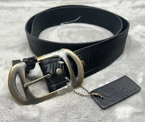 Cintura Uomo Linea Pelle Tg 38 Nera Vera Pelle Fibbia Ottone Modello Chevron - Foto 1 di 11