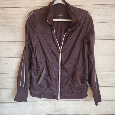 Chaqueta de Ejercicio Mujer TANGERINE Ciruela Púrpura Rayas Activas Cremallera Completa Pequeña Foto 1 de 4