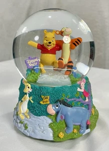 Disney Winnie The Pooh & Tigger 3 Legged Race Snow Globe Music Box 5.5" - Picture 1 of 7