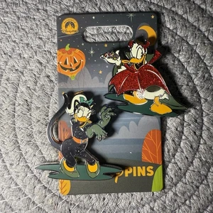 Disney Parks Vampir Donald schwarze Katze Gänseblümchen 2025 Halloween Pin 2er Set - Bild 1 von 6