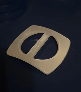 Vintage Dress Belt Buckle Plastic Lucite Shell Bakelite Iridescent White Pearl - Picture 1 of 2