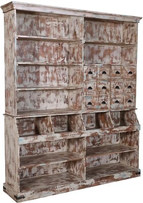 Old General Store Style Tall 2 PC Open Shelf Retail Display Hutch Large Cabinet - Image 1 of 4