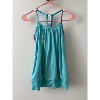 Lululemon Athletica Ivivva Lively Activewear Tank Top Size 14 Turquoise & Pin - Image 1 of 4