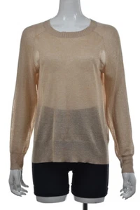 Suéter J Crew Mujer Talla S Beige Plateado Metálico Cuello Redondo Manga Larga Top - Imagen 1 de 5
