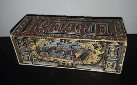 Extremely rare 1895 cardboard PFAFF sewing machine accessories box Cover