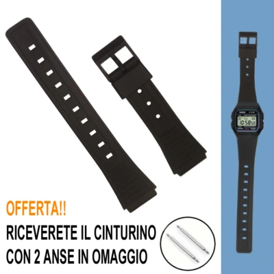 Ricambio Cinturino Orologio 18mm Nero Casio F91W F-91W F-91W-1YER Altri Orologi - Immagine 1 di 4