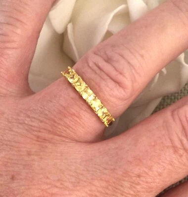 Joyería Vintage Oro Banda Anillo Citrinos Antiguo Deco Vestido Joyería Foto 1 de 4