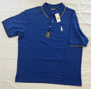Neu mit Etikett Ralph Lauren Polo Golf blau gelb kurzärmliges Herrenhemd 2XL großes Pony - Bild 1 von 10