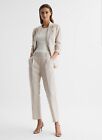 Reiss Shae Taper-Linen Trousers Size 12