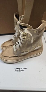 6M SPERRY TOP SIDER ACKLINS SAND GOLD CAMO WOMENS HIGH TOP SNEAKER BOAT SHOES - Picture 1 of 8