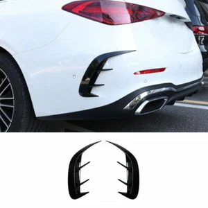 Bright Black Rear Bumper Lip Spoiler Fins Canards Fit For Benz C-Class 2022-2023 - Picture 1 of 10